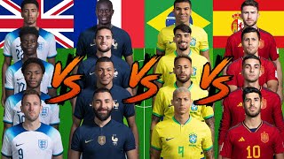 England VS France VS Brazil VS Spain 💥NATİONAL TEAMS ULTRA VS 🔥💪 [upl. by Ahsertal]