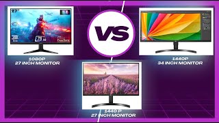 1080p 27 inch vs 1440p 27 inch vs 1440p 34 inch monitors inch for productivity [upl. by Ahsyekat]