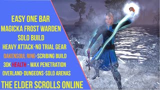 Easy One Bar Magicka Frost Warden Solo Build for ESO Gold Road  Solo Magden Build [upl. by Eellek]