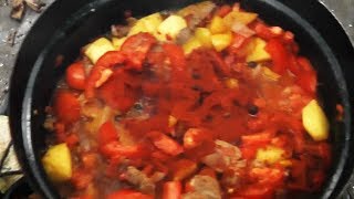 Sommertagebuch 2016 10  Gulasch über dem Feuer kochen Kesselgulasch [upl. by Atilahs]