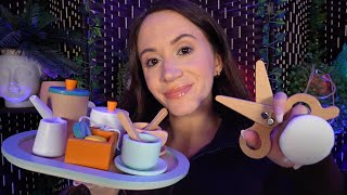 ASMR  Complete Wooden Makeover haircut makeup manicure layered sounds [upl. by Ellenuahs]