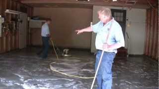 Painting a Garage Floor Part 8 First Scrub Rinse [upl. by Adnolat802]