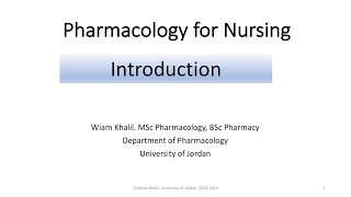 Pharmacology for Nursing Introduction [upl. by Akcirre849]