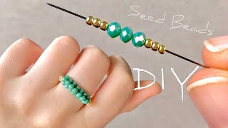 DIY Beaded Ring Seed Bead Ring Tutorial [upl. by Bollay]