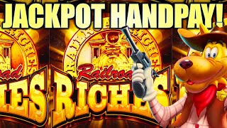 ITS A JACKPOT GOLD TRAIN TRIGGERED 🚂 RAILROAD RICHES SHERIFF Slot Machine SEGA SAMMY [upl. by Lemal484]