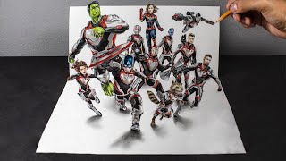 INCREDIBILE DISEGNO 3D DI AVENGERS ENDGAME  ARTCYO [upl. by Claudette]