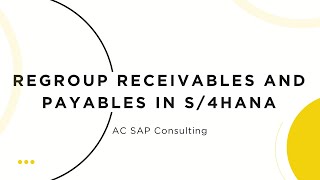 FAGLF101  Regrouping of Receivables and Payables Part 2 HandsOn  AC SAP Consulting [upl. by Natek]