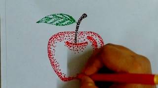 How to draw apple with sketch pen dots POINTILLISM [upl. by Daniala]