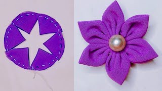 DIYHow to make a cloth flower in just 5 minutesEasy trick fabric flower making [upl. by Haldis]