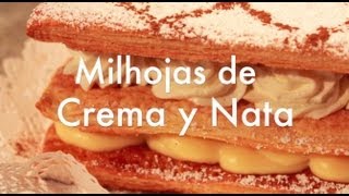 Milhojas de Crema Pastelera y Nata Montada  Recetas de Postres [upl. by Neveda213]