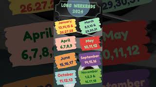 Long Weekends in 2024 shorts longweekend year2024 viral viralshorts [upl. by Ameyn]