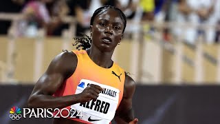 Julien Alfred ROCKETS to win womens 100m at Monaco Diamond League  NBC Sports [upl. by Greyson]