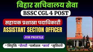 Assistant Section Officer Job Profile  BSSC CGL 4 Post  सहायक प्रशाखा पदाधिकारी बिहार सचिवालय [upl. by Yhtamit]