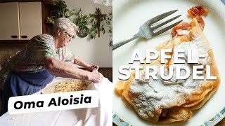 Handgezogener Apfelstrudel von Oma Aloisia  Rezept Video  Cooking Grannies [upl. by Neleh]