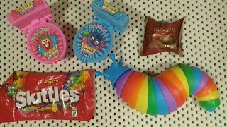 Satisfying Video ASMR  Skittles and Rainbow Toilets and Rainbow Snail Mixing with Sweet Candies [upl. by Wolcott683]