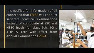 Fbise Practical Exam Policy Separate Practicals for 9th10th11th12th Grade [upl. by Letti]