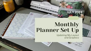 Monthly Planner Set Up July 2024  Updating Layout and Graphics [upl. by Edmund83]