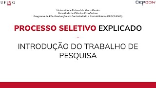 Processo Seletivo Explicado 05 Introdução do Trabalho de Pesquisa [upl. by Mungo878]