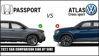 Honda Passport vs Volkswagen Atlas Cross Sport  2022 full detail comparison side by side [upl. by Emilio]