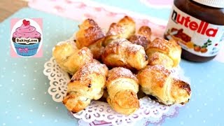 Leckere Mini Croissants mit Nutella aus Blätterteig  Turborezept [upl. by Eanel382]