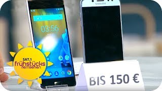 Smartphones im Test Was taugen 150€Smartphones  SAT1 Frühstücksfernsehen  TV [upl. by Aneeles]