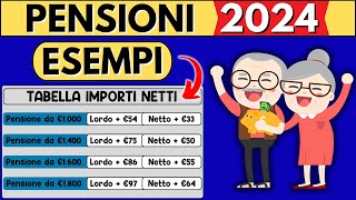 ✅PENSIONI👉AUMENTI DA GENNAIO 2024👉 ESEMPI CON IMPORTI NETTI➕NUOVE FASCE RIVALUTAZIONE [upl. by Rasaec]