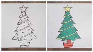 How To Draw A Christmas Tree Easy Step By Step [upl. by Vigen819]