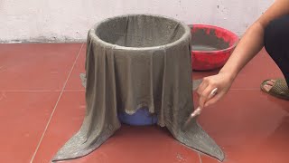 Flower Pot Making From Cloth And Cement How To Make A Simple Flower Pot At Home [upl. by Enyahs450]