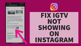 How To Fix IGTV Not Showing On Instagram 2023  Why Instagram IGTV Option Not Showing Solved [upl. by Egerton]