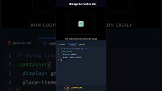 3 ways to centre div ✨shortvideo coding webdevelopment like shorts trending viralshorts [upl. by Cori]