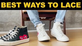 BEST WAYS TO LACE HIGH TOP CONVERSE  CDG [upl. by Glenine]