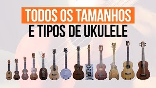 Todos os tamanhos e tipos de ukulele soprano concert tenor etc [upl. by Marvella910]