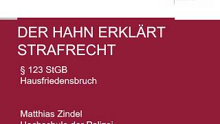 Der Hahn erklärt Strafrecht  § 123 StGB Hausfriedensbruch [upl. by Ahtelra]