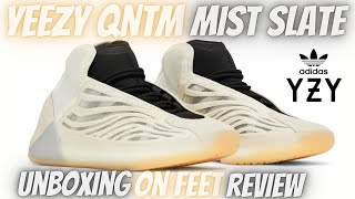 YEEZY QNTM MIST SLATE UNBOXING ON FEET REVIEW AND WHAT I THINK OF THE YEEZY SALES [upl. by Aerdnaek]