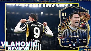 ¡UN 9 META DE CALIDAD Y 5 DE SKILLS Dusan Vlahovic 91 TOTS Review EA FC 24 [upl. by Ellswerth]