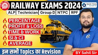 RAILWAY EXAMS 2024  Percentage Profit amp Loss SI amp CI Average Time amp Work Revision Class [upl. by Korrie948]