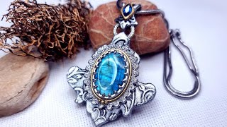 NEW Romantic Pendant with Real Stones Labradorite and CZ Polymer Clay Jewelry Project How to make [upl. by Aiekahs24]