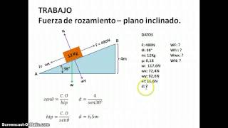 Trabajo de una fuerza en plano inclinado [upl. by Himelman630]