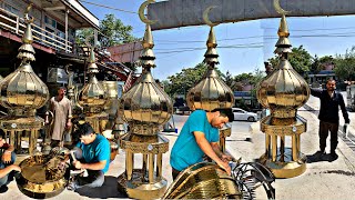 Top Working and Skilful Man Making Mosque Towers from Golden Sheets in Afghanistan with Basic Tools [upl. by Hobey]