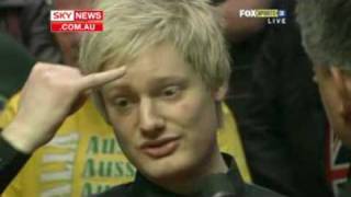 Neil Robertson Wins 2010 World Snooker Wraps himself in Australian Flag [upl. by Maida]