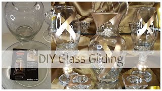 DIY Gold Leaf Vase  How to Paint on Glass  Home Décor Luxe Club [upl. by Nallad]