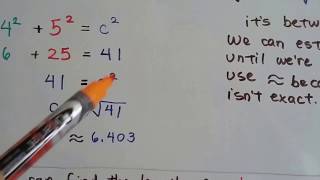 Algebra I 117a Pythagorean Theorem Legs and Hypotenuse a²b²c² nonquadratic [upl. by Nae]