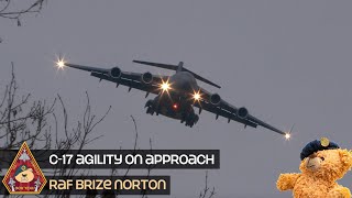 BREATHTAKING C17 GLOBEMASTER AGILITY ON APPROACH • OUR CAMERA MAN SILENCED LOL • RAF BRIZE NORTON [upl. by Arbuckle111]