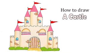 How to draw a Castle  step by step I Easy Castle Drawing Tutorial [upl. by Quinlan]