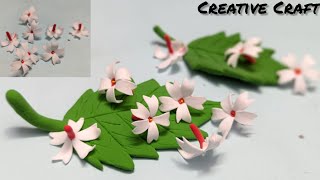 How to make flower with ClayEasy tutorialসুপার ক্লে দিয়ে শিউলী ফুলClay Flowers Clay Art [upl. by Wesle]