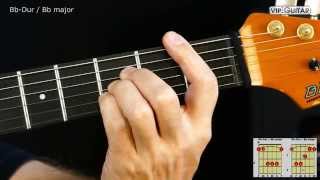 Gitarrenakkorde BbDur Akkord  Bb major chord [upl. by Nyleek]