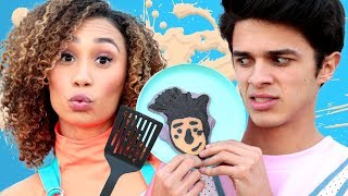 PANCAKE CHALLENGE ft MyLifeasEva and Brent Rivera  Brent Vs Eva [upl. by Leirol]