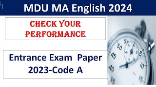 MDU MA English Entrance Exam Previous Year paper 2023 with Answer Key [upl. by Nyrhtak]