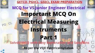 Important MCQ on Electrical Measuring Instruments Part 1 GETCOPGVCLGSECL Exam Preparation [upl. by Senalda]