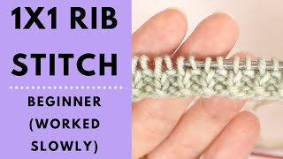 1x1 Rib Stitch for Beginners  Learn to Knit [upl. by Rehm]